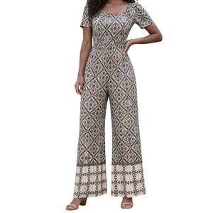 Tacera Pant One PC Geometric Floral Womens Sz. Small Petite Multicolor‎